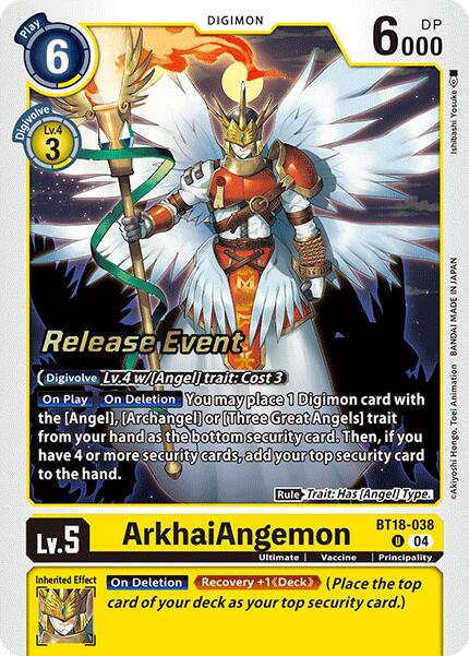 ArkhaiAngemon [BT18-038] [Release Special Booster 2.0 Pre-Release Cards] | The Time Vault CA