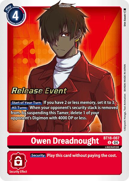 Owen Dreadnought [BT18-087] [Release Special Booster 2.0 Pre-Release Cards] | The Time Vault CA