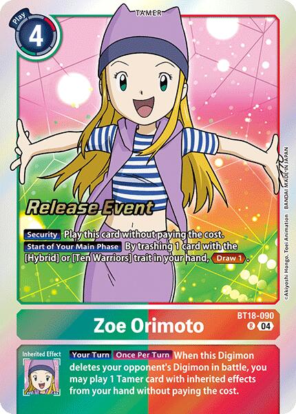 Zoe Orimoto [BT18-090] [Release Special Booster 2.0 Pre-Release Cards] | The Time Vault CA