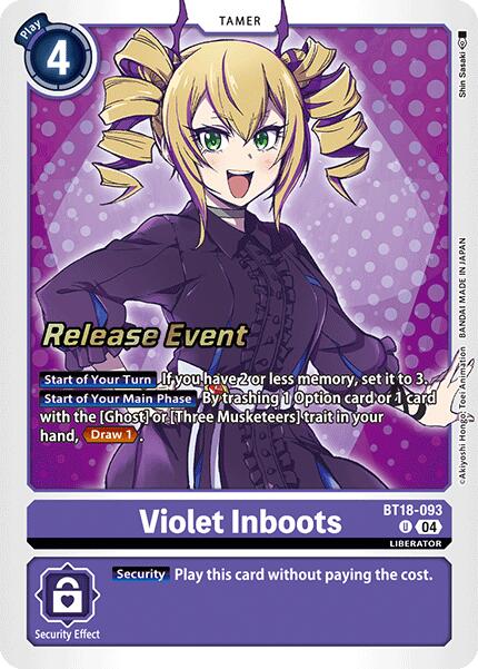 Violet Inboots [BT18-093] [Release Special Booster 2.0 Pre-Release Cards] | The Time Vault CA