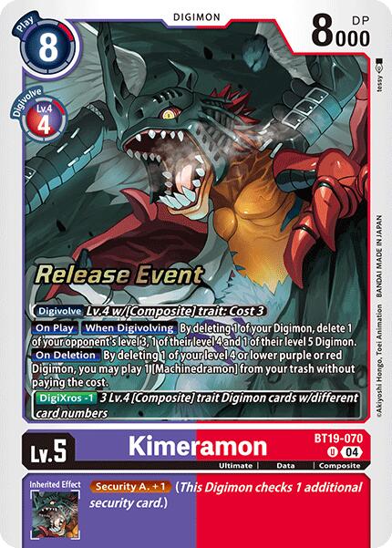 Kimeramon [BT19-070] [Release Special Booster Ver.2.0 Pre-Release Cards] | The Time Vault CA