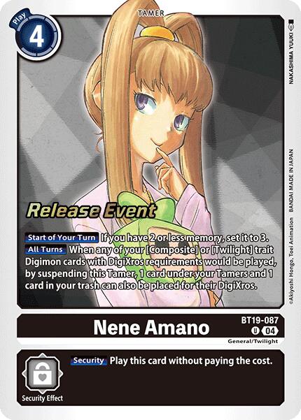 Nene Amano [BT19-087] [Release Special Booster 2.0 Pre-Release Cards] | The Time Vault CA