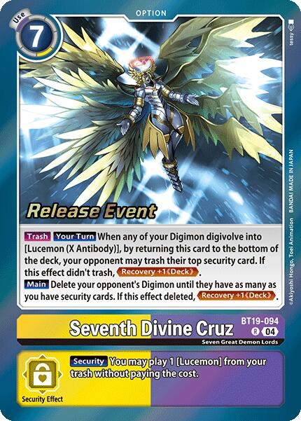 Seventh Divine Cruz [BT19-094] [Release Special Booster 2.0 Pre-Release Cards] | The Time Vault CA