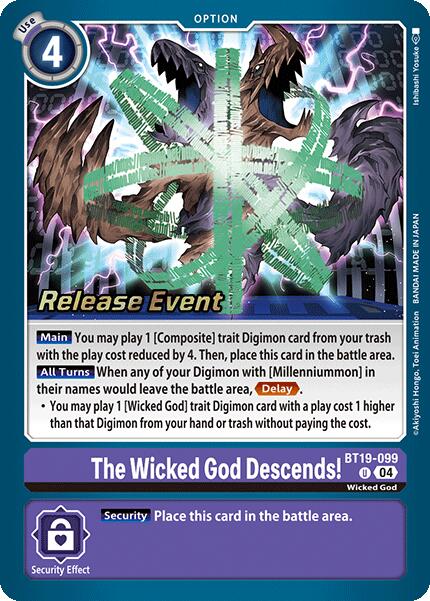 The Wicked God Descends! [BT19-099] [Release Special Booster 2.0 Pre-Release Cards] | The Time Vault CA