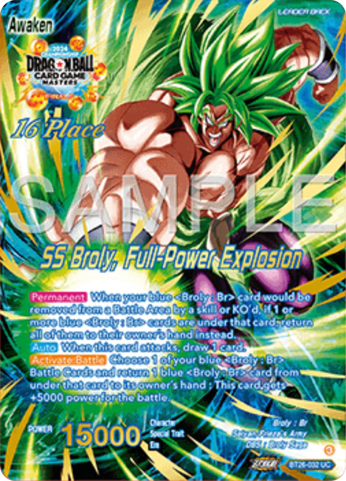 Broly // SS Broly, Full-Power Explosion (Top 16) (BT26-032) [Ultimate Advent Prerelease Promos] | The Time Vault CA