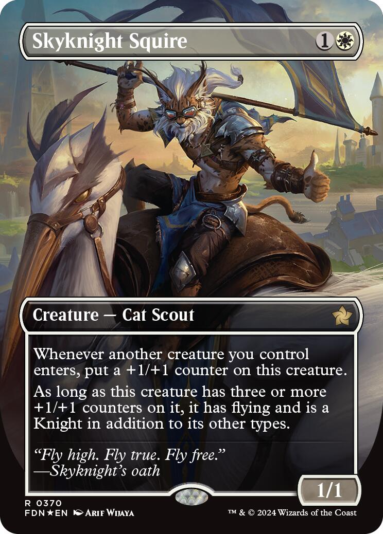 Skyknight Squire (Borderless) (Mana Foil) [Foundations] | The Time Vault CA