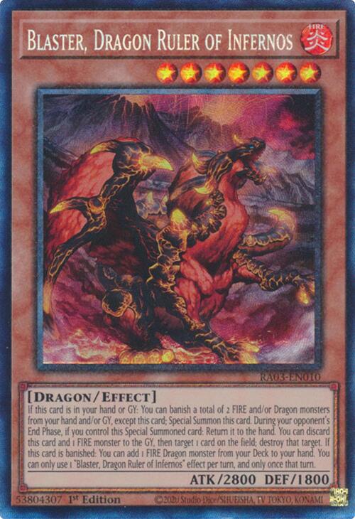 Blaster, Dragon Ruler of Infernos (CR) [RA03-EN010] Prismatic Collector's Rare | The Time Vault CA