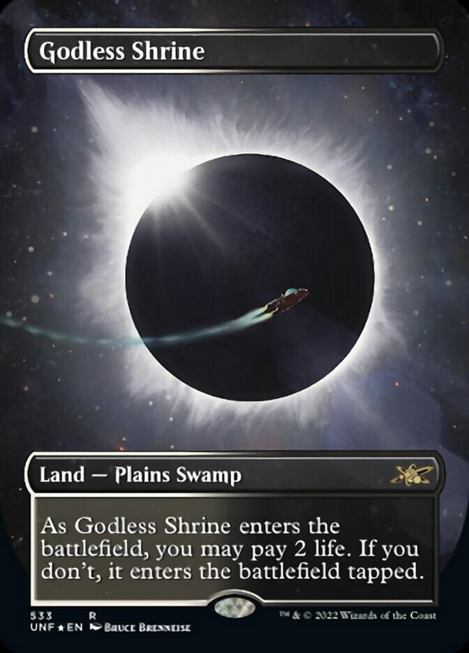 Godless Shrine (Borderless) (Galaxy Foil) [Unfinity] | The Time Vault CA