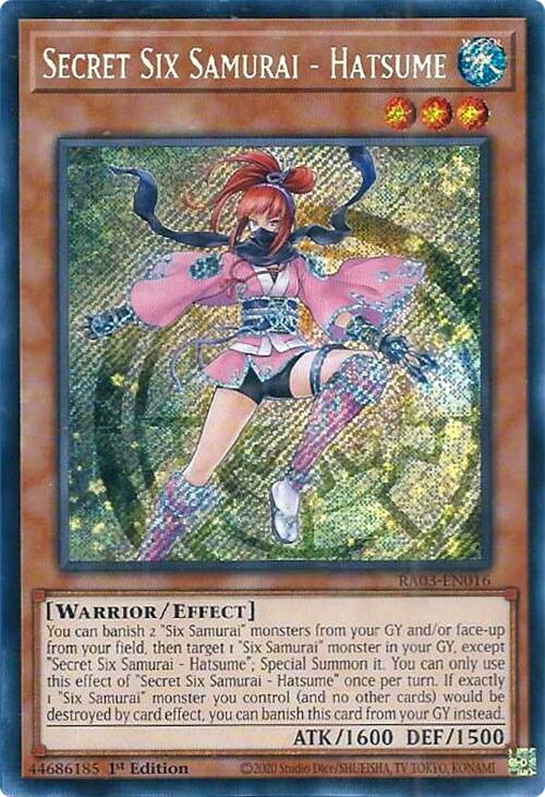 Secret Six Samurai - Hatsume (Secret Rare) [RA03-EN016] Secret Rare | The Time Vault CA