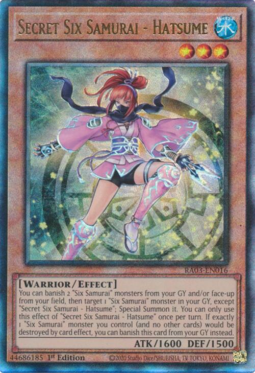 Secret Six Samurai - Hatsume (UTR) [RA03-EN016] Prismatic Ultimate Rare | The Time Vault CA
