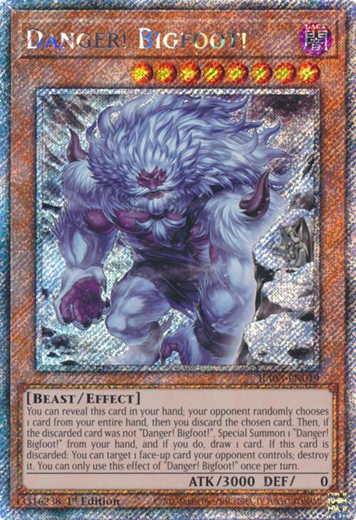 Danger! Bigfoot! (Alternate Art) (Platinum Secret Rare) [RA03-EN019] Platinum Secret Rare | The Time Vault CA