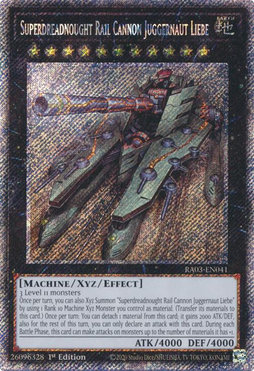 Superdreadnought Rail Cannon Juggernaut Liebe (Platinum Secret Rare) [RA03-EN041] Platinum Secret Rare | The Time Vault CA