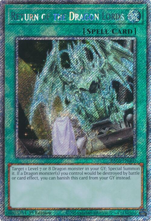 Return of the Dragon Lords (Platinum Secret Rare) [RA03-EN060] Platinum Secret Rare | The Time Vault CA