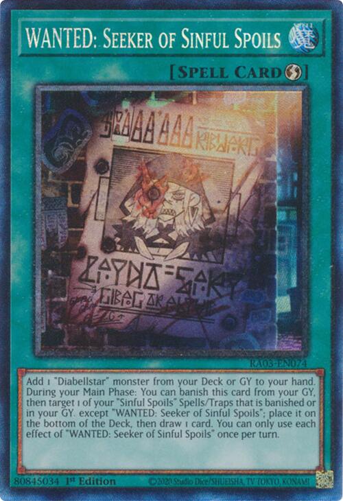 WANTED: Seeker of Sinful Spoils (CR) [RA03-EN074] Prismatic Collector's Rare | The Time Vault CA