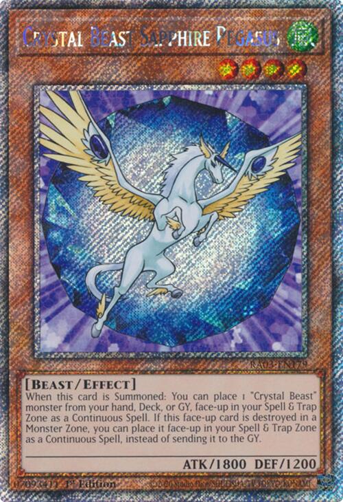 Crystal Beast Sapphire Pegasus (Platinum Secret Rare) [RA03-EN179] Platinum Secret Rare | The Time Vault CA