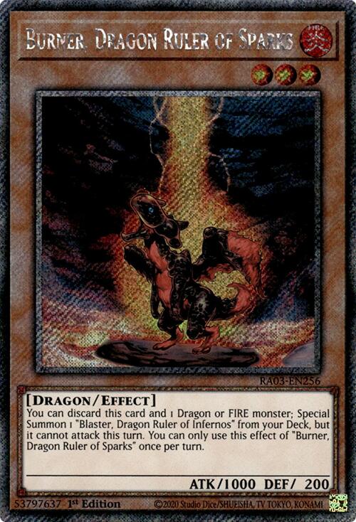 Burner, Dragon Ruler of Sparks (Platinum Secret Rare) [RA03-EN256] Platinum Secret Rare | The Time Vault CA