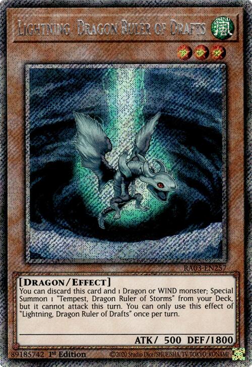 Lightning, Dragon Ruler of Drafts (Platinum Secret Rare) [RA03-EN257] Platinum Secret Rare | The Time Vault CA