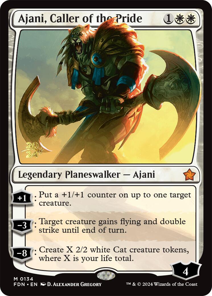 Ajani, Caller of the Pride [Foundations Prerelease Promos] | The Time Vault CA