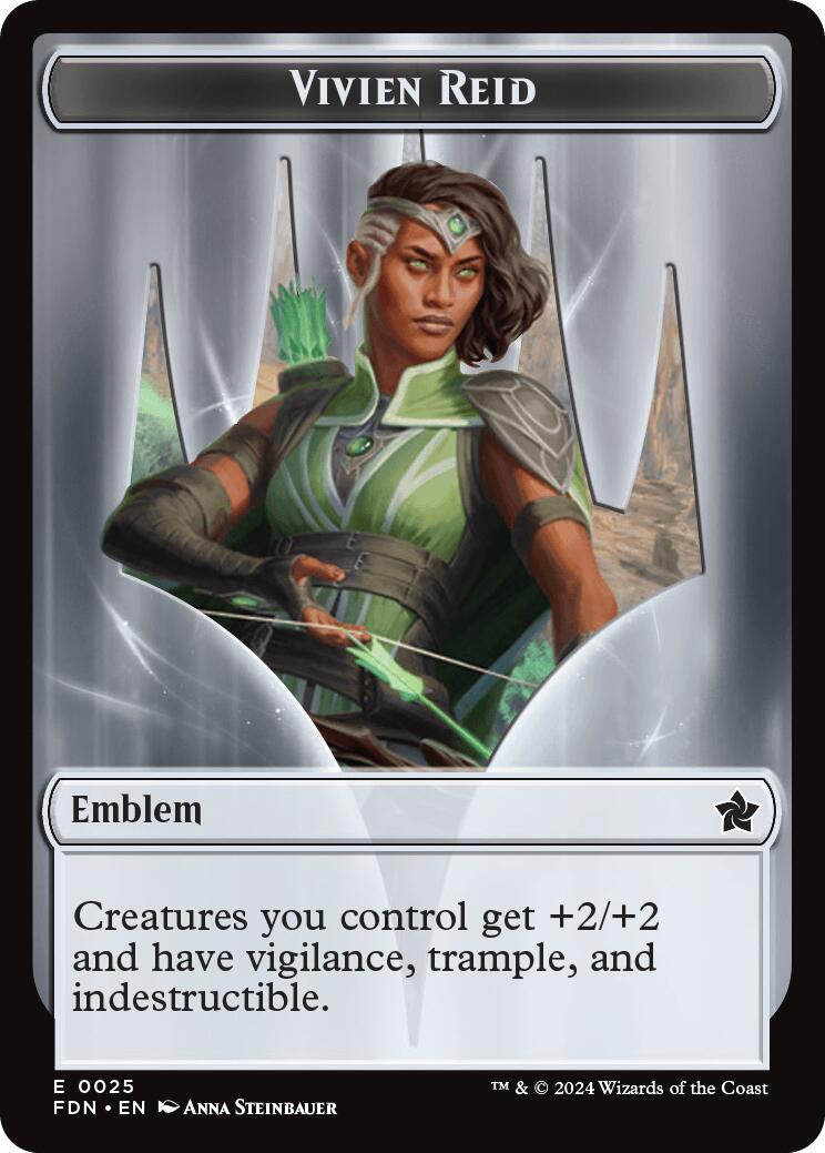 Emblem - Vivien Reid // Elf Warrior Double-Sided Token [Foundations Tokens] | The Time Vault CA