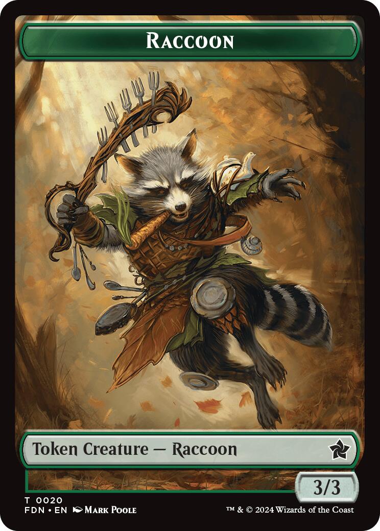 Elf Warrior // Raccoon Doubled-Sided Token [Foundations Tokens] | The Time Vault CA