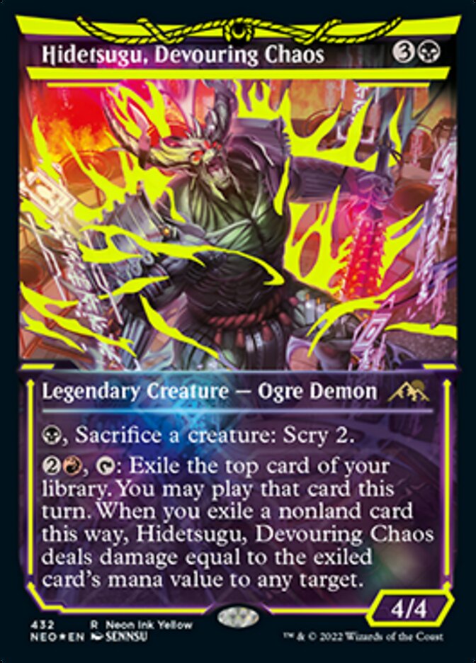 Hidetsugu, Devouring Chaos (Neon Ink Yellow) [Kamigawa: Neon Dynasty] | The Time Vault CA