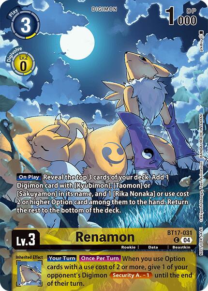 Renamon [BT17-031] (Legend Pack 2024 Box Topper) [Chain of Liberation] | The Time Vault CA