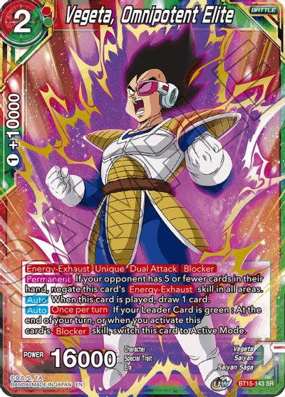 Vegeta, Omnipotent Elite (BT15-143) [Saiyan Showdown] | The Time Vault CA