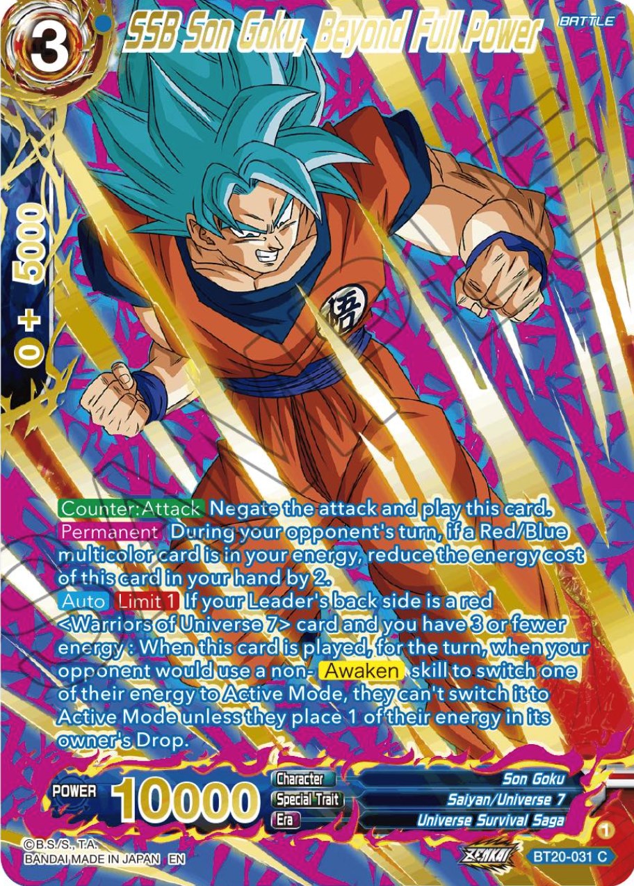 SSB Son Goku, Beyond Full Power (Gold-Stamped) (BT20-031) [Power Absorbed] | The Time Vault CA
