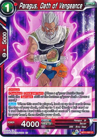 Paragus, Oath of Vengeance (BT11-021) [Vermilion Bloodline] | The Time Vault CA