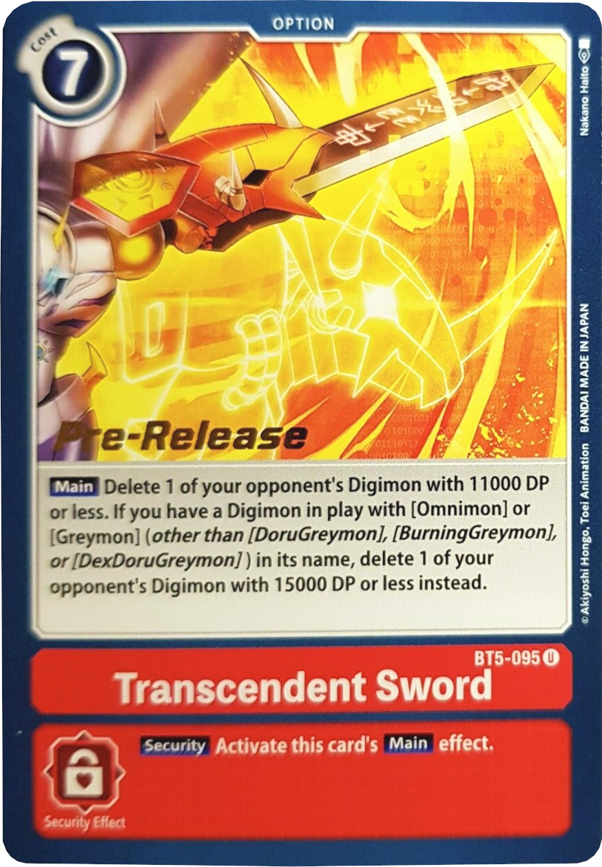 Transcendent Sword [BT5-095] [Battle of Omni Pre-Release Promos] | The Time Vault CA