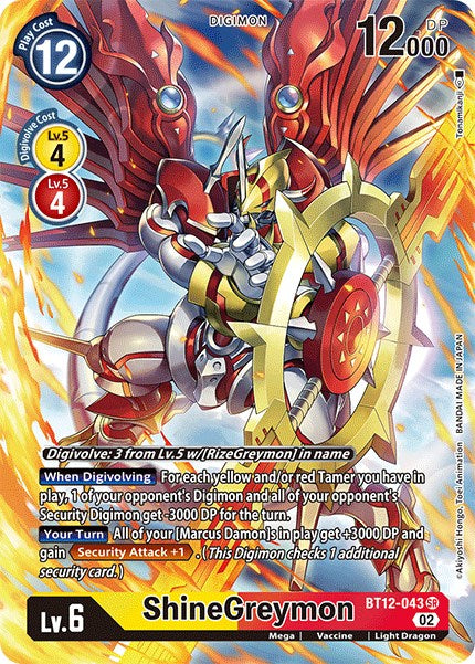 ShineGreymon [BT12-043] (Alternate Art) [Across Time] | The Time Vault CA