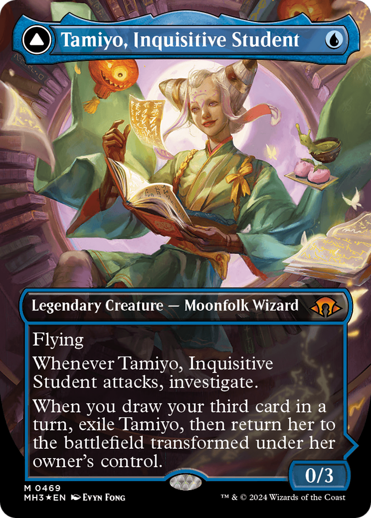 Tamiyo, Inquisitive Student // Tamiyo, Seasoned Scholar (Borderless) (Textured Foil) [Modern Horizons 3] | The Time Vault CA