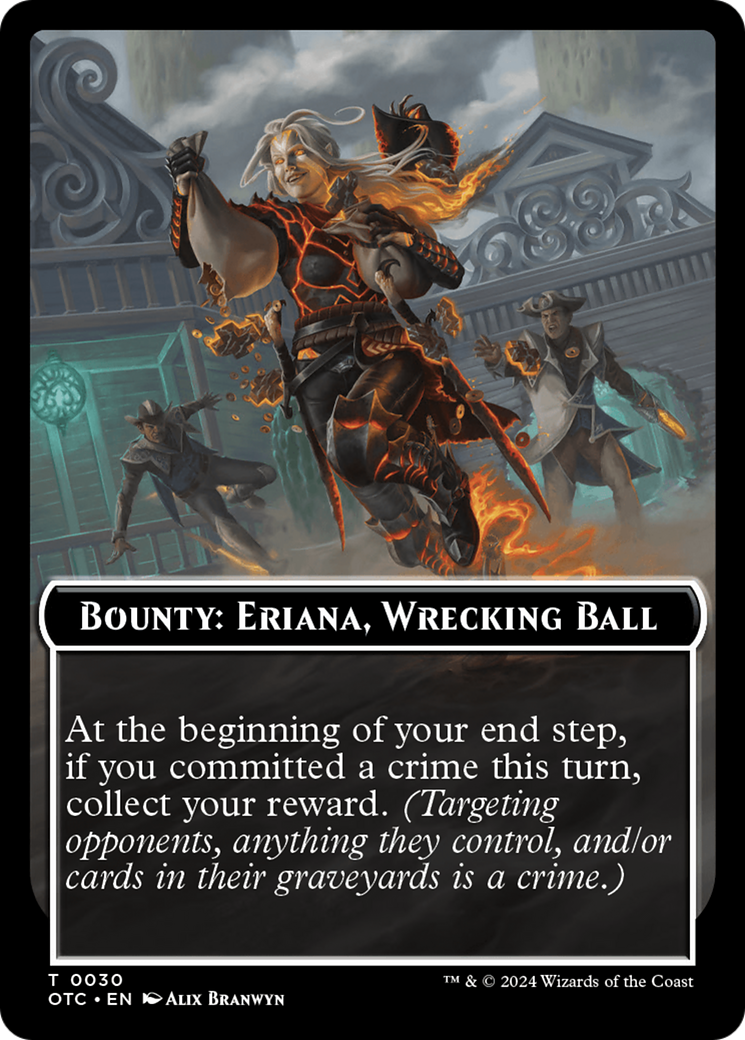 Bounty: Eriana, Wrecking Ball // Bounty Rules Double-Sided Token [Outlaws of Thunder Junction Commander Tokens] | The Time Vault CA