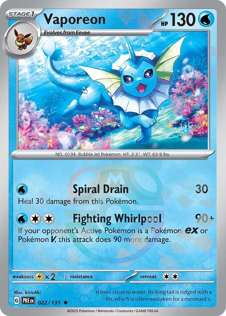 Vaporeon (022/131) (Master Ball Pattern) [Scarlet & Violet: Prismatic Evolutions] | The Time Vault CA