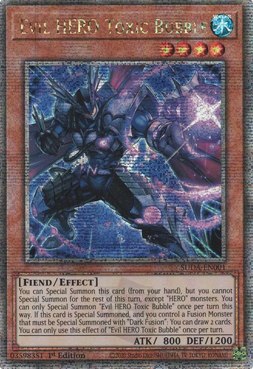 Evil HERO Toxic Bubble (Quarter Century Secret Rare) [SUDA-EN001] Quarter Century Secret Rare | The Time Vault CA