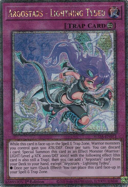 Argostars - Lightning Tydeu (Quarter Century Secret Rare) [SUDA-EN071] Quarter Century Secret Rare | The Time Vault CA
