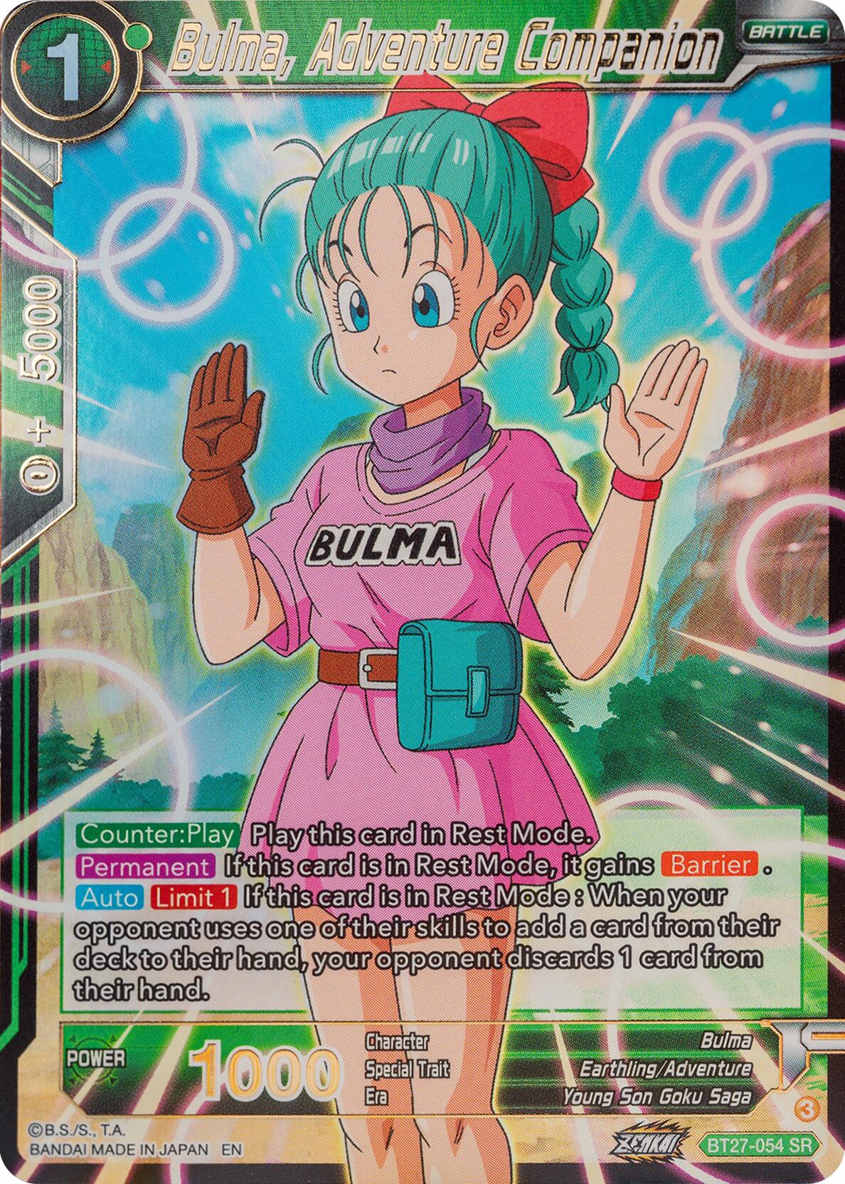 Bulma, Adventure Companion (BT27-054) [History of Z] | The Time Vault CA