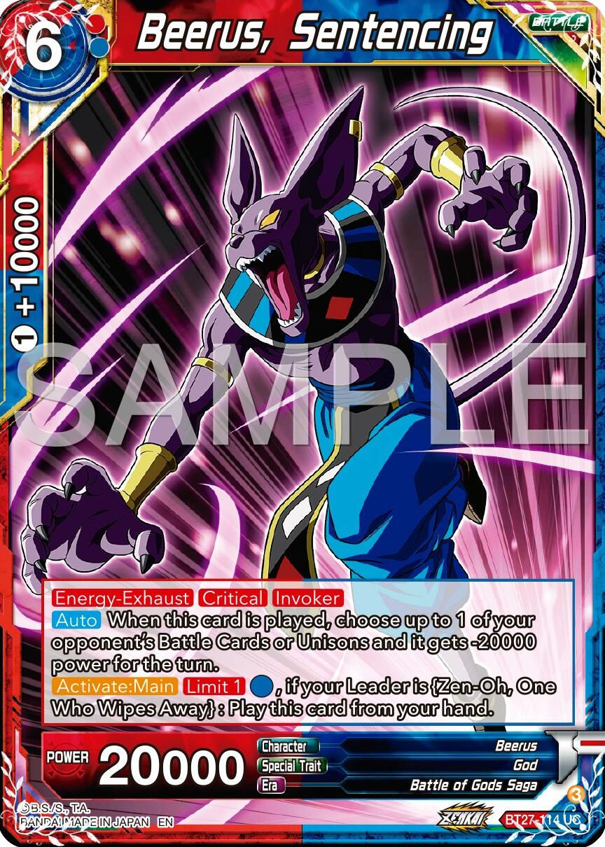 Beerus, Sentencing (BT27-114) [History of Z] | The Time Vault CA