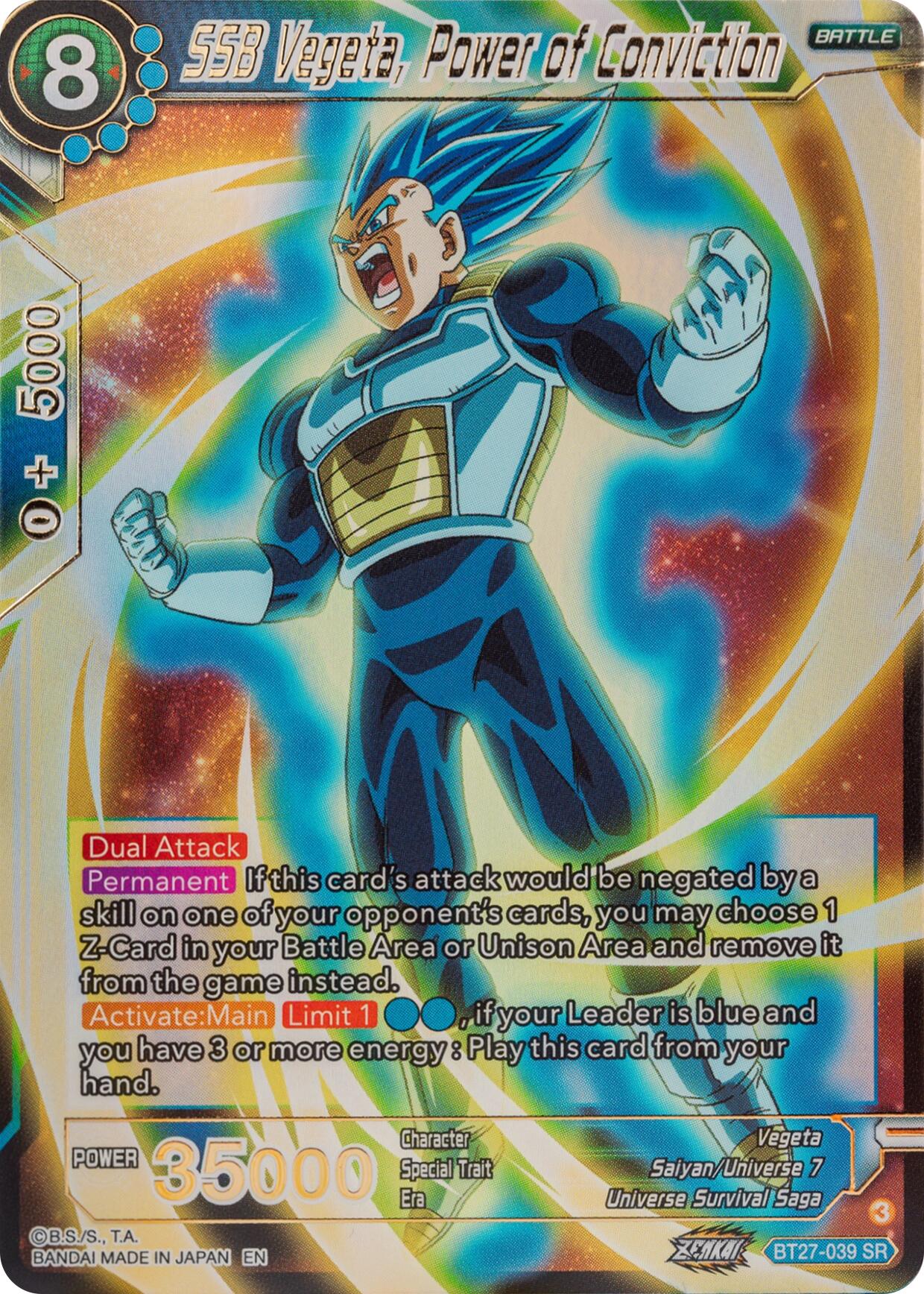 SSB Vegeta, Power of Conviction (BT27-039) [History of Z] | The Time Vault CA