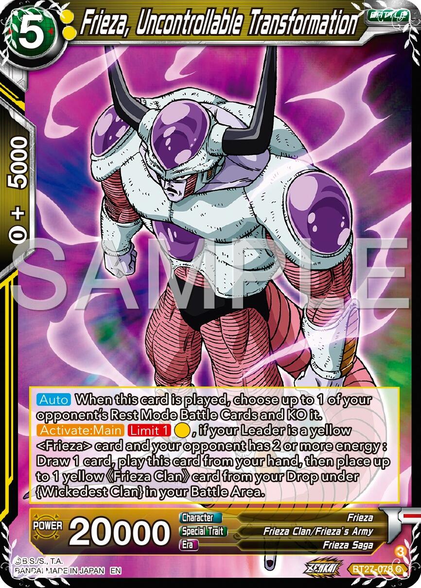 Frieza, Uncontrollable Transformation (BT27-078) [History of Z] | The Time Vault CA