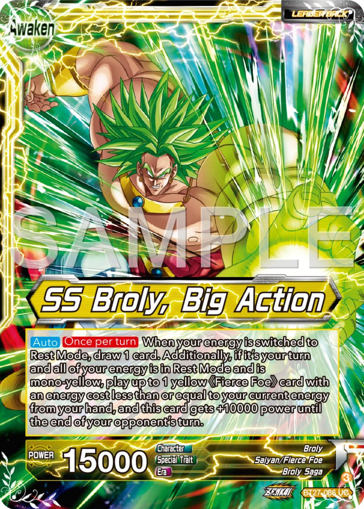 Broly // SS Broly, Big Action (BT27-066) [History of Z] | The Time Vault CA