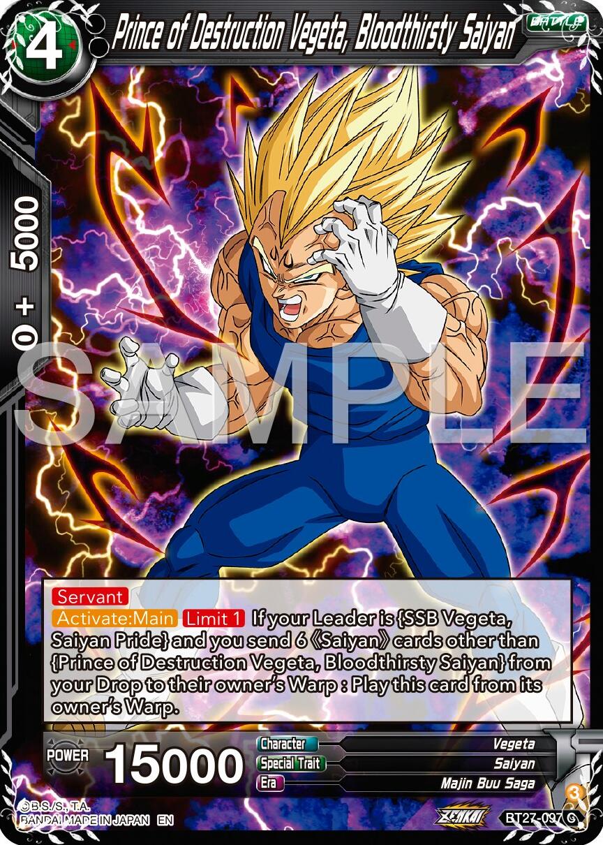 Prince of Destruction Vegeta, Bloodthirsty Saiyan (BT27-097) [History of Z] | The Time Vault CA