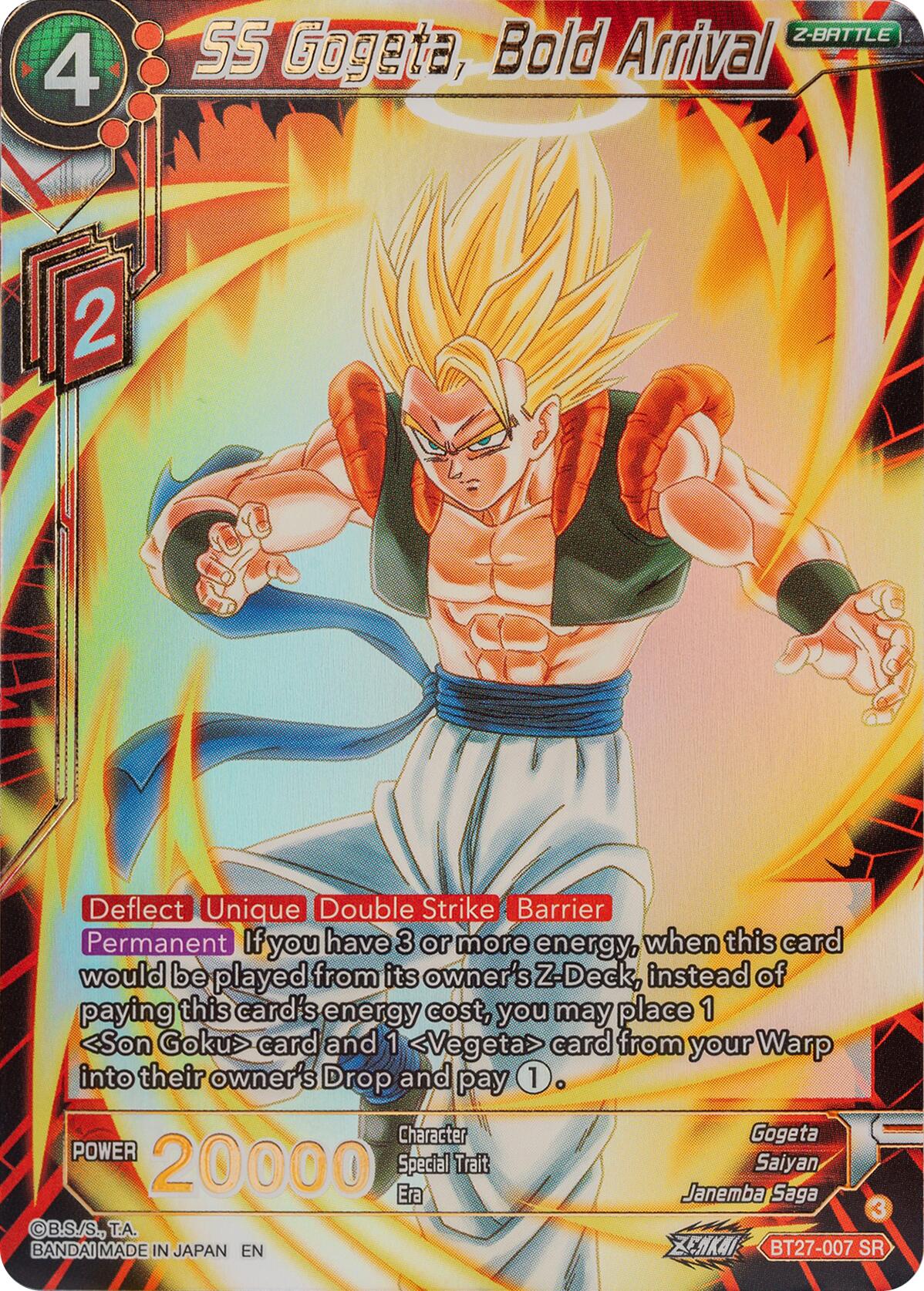 SS Gogeta, Bold Arrival (BT27-007) [History of Z] | The Time Vault CA