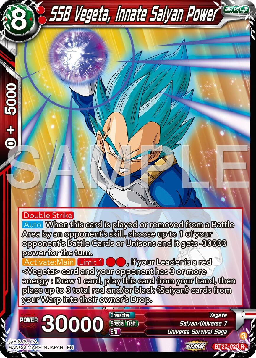 SSB Vegeta, Innate Saiyan Power (BT27-020) [History of Z] | The Time Vault CA