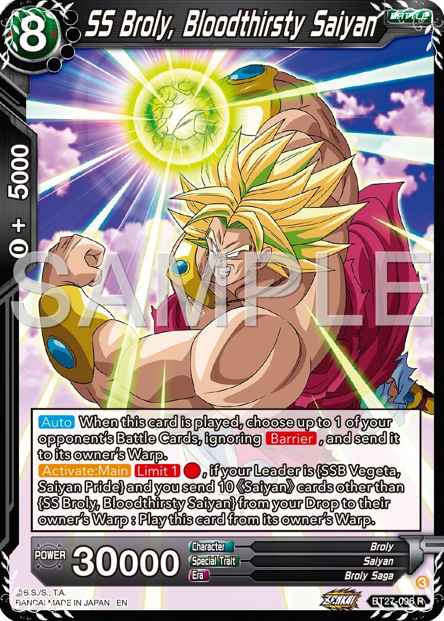 SS Broly, Bloodthirsty Saiyan (BT27-096) [History of Z] | The Time Vault CA