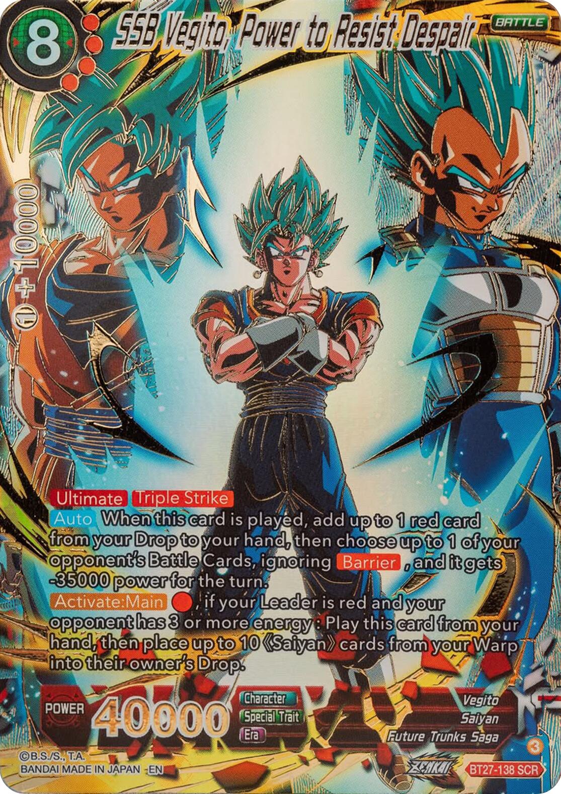 SSB Vegito, Power to Resist Despair (BT27-138) [History of Z] | The Time Vault CA