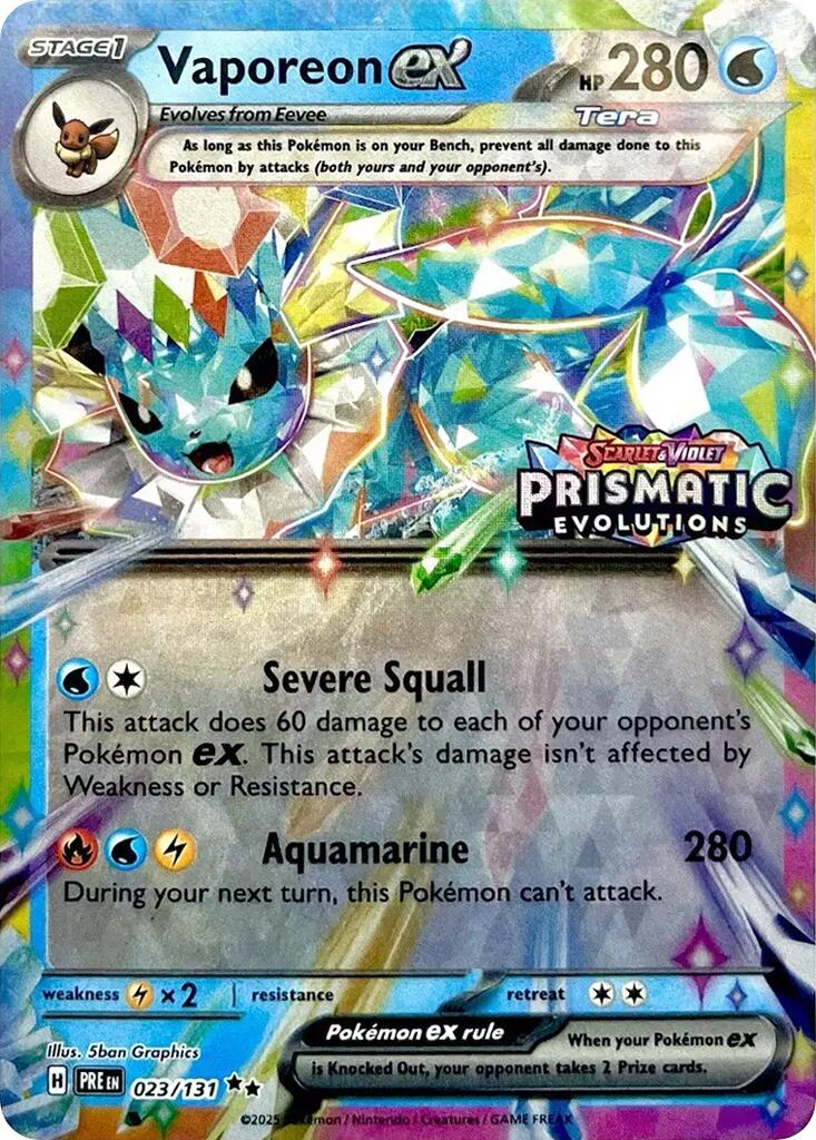 Vaporeon ex (023/131) (Prismatic Evolutions Stamp) [Scarlet & Violet: Prismatic Evolutions] | The Time Vault CA