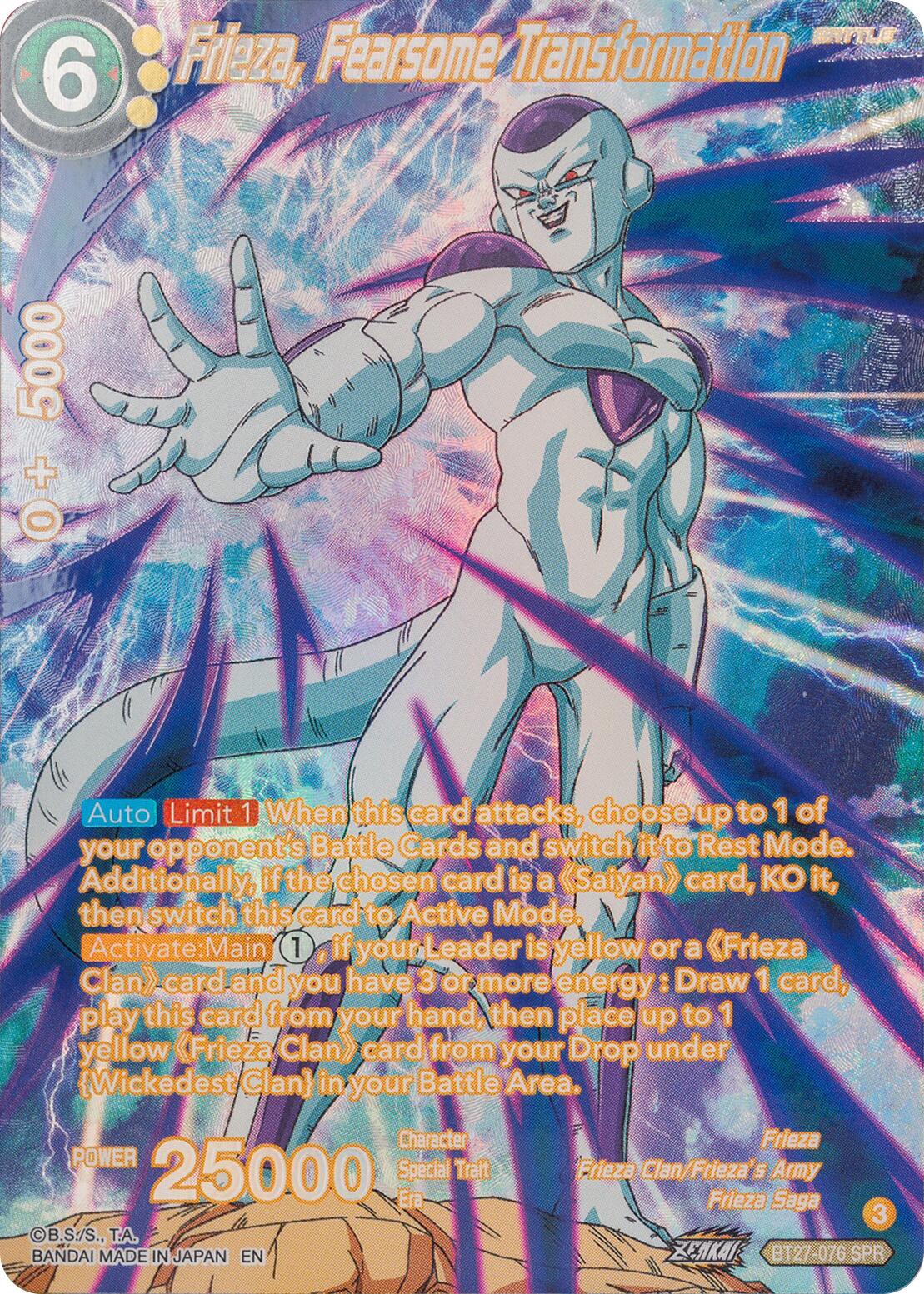 Frieza, Fearsome Transformation (SPR) (BT27-076) [History of Z] | The Time Vault CA