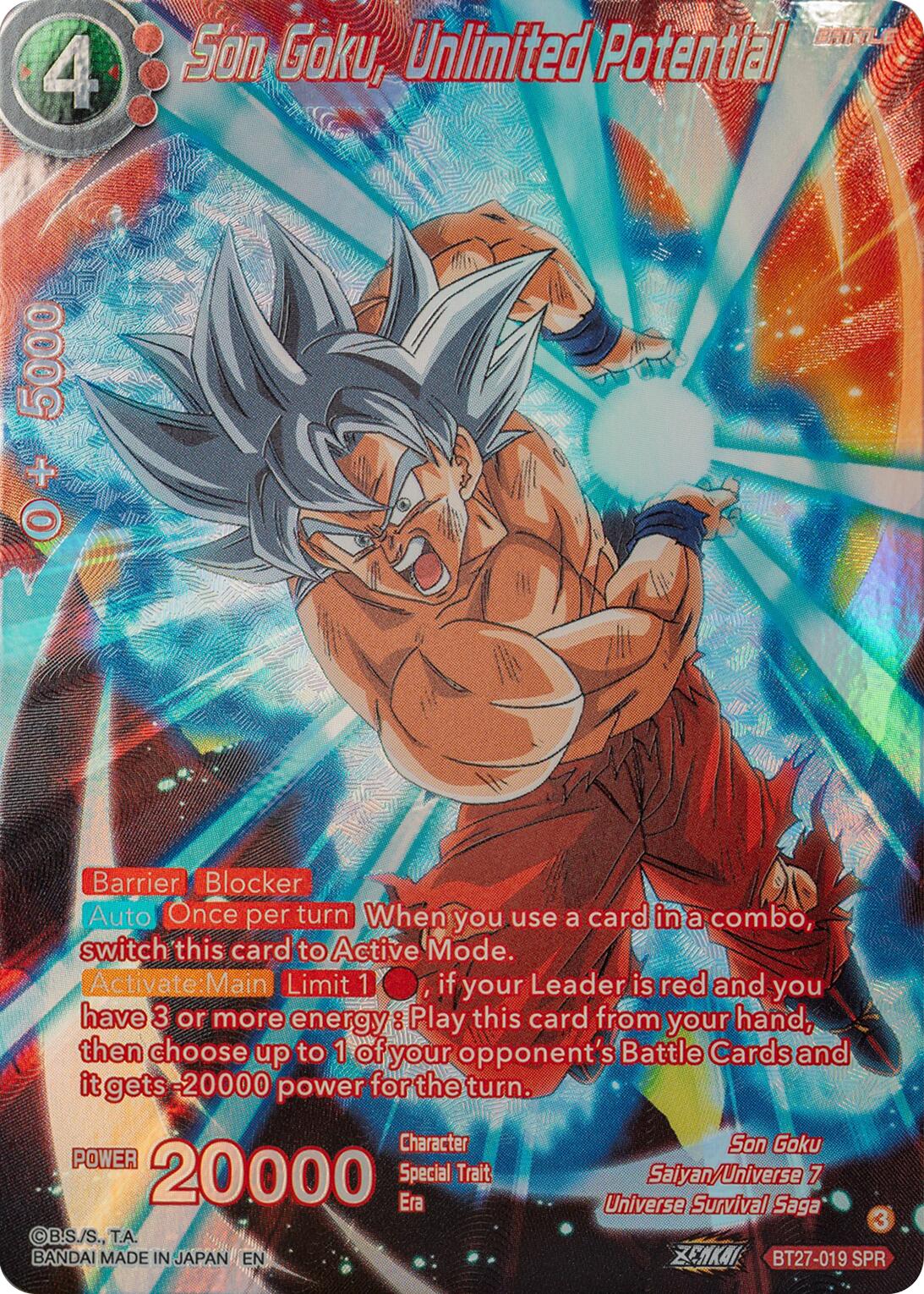 Son Goku, Unlimited Potential (SPR) (BT27-019) [History of Z] | The Time Vault CA