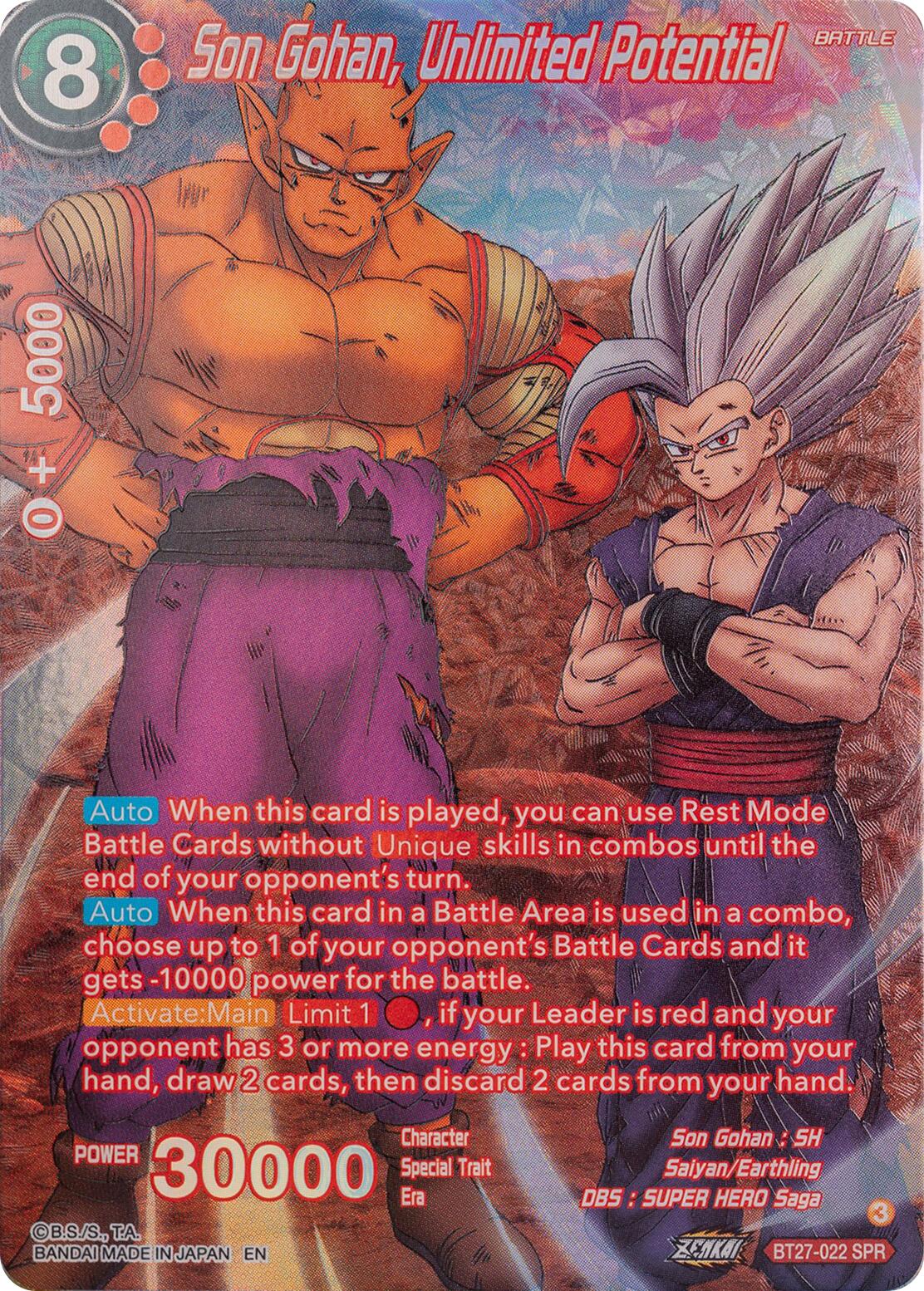 Son Gohan, Unlimited Potential (SPR) (BT27-022) [History of Z] | The Time Vault CA